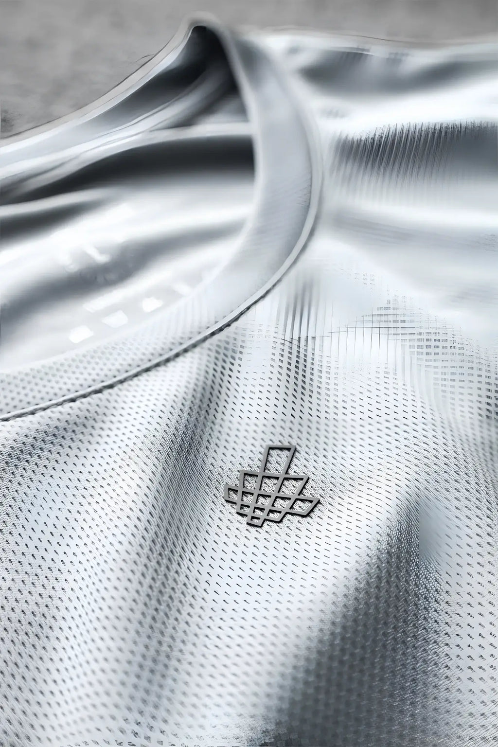 Jed North tactical fast dry training t shirt in polar silver gray mesh with subtle geometric logo near neckline