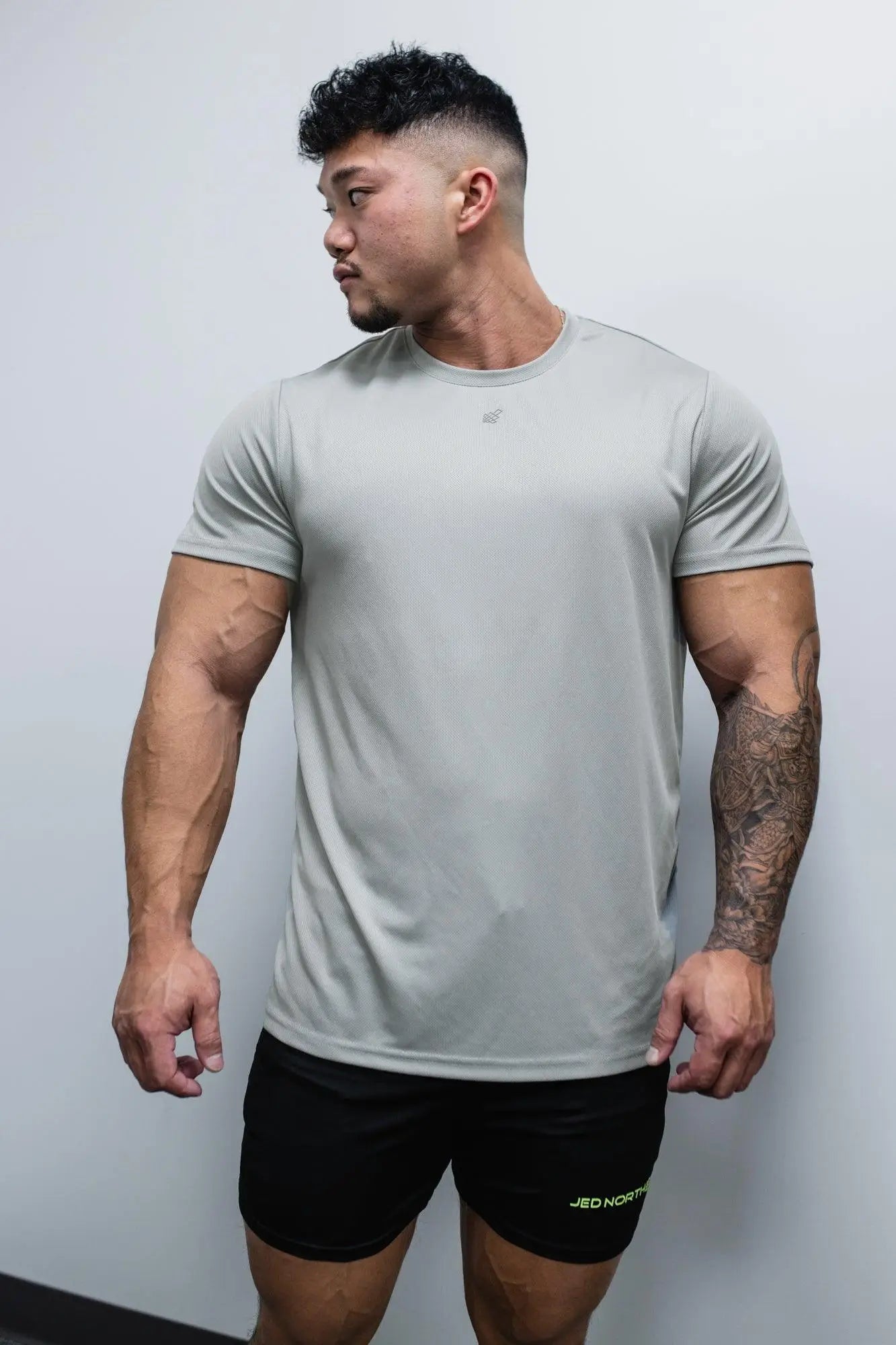 Jed North tactical fast-dry training t-shirt in polar silver with a sleek design and subtle chest logo