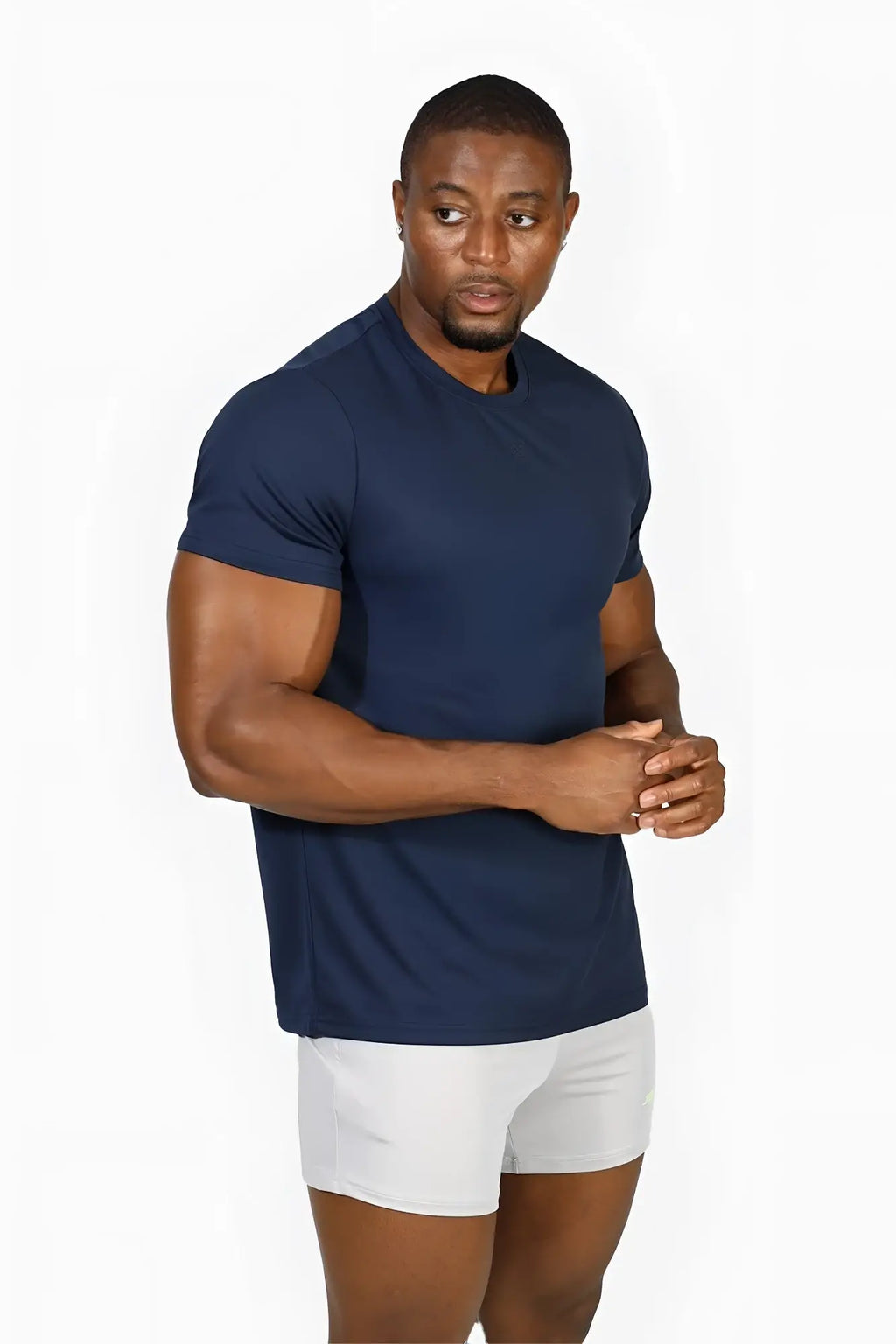 Navy blue short-sleeved Jed North tactical fast-dry training t-shirt designed for athletic use in space blue color