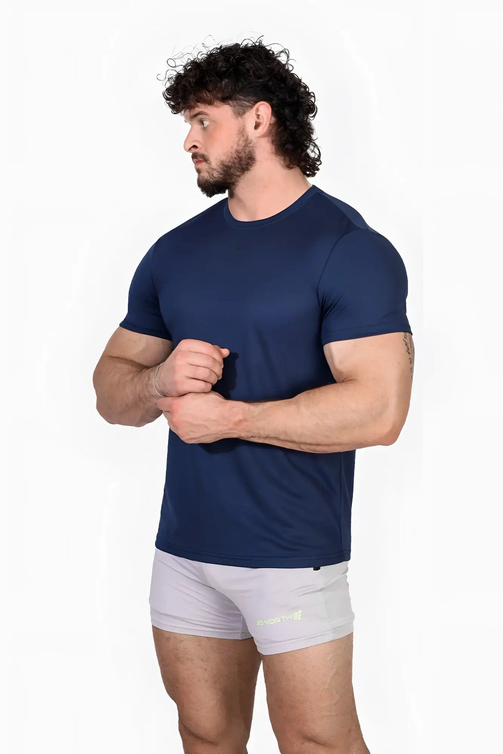 Navy blue jed north tactical fast dry training t shirt with short sleeves designed for athletic performance