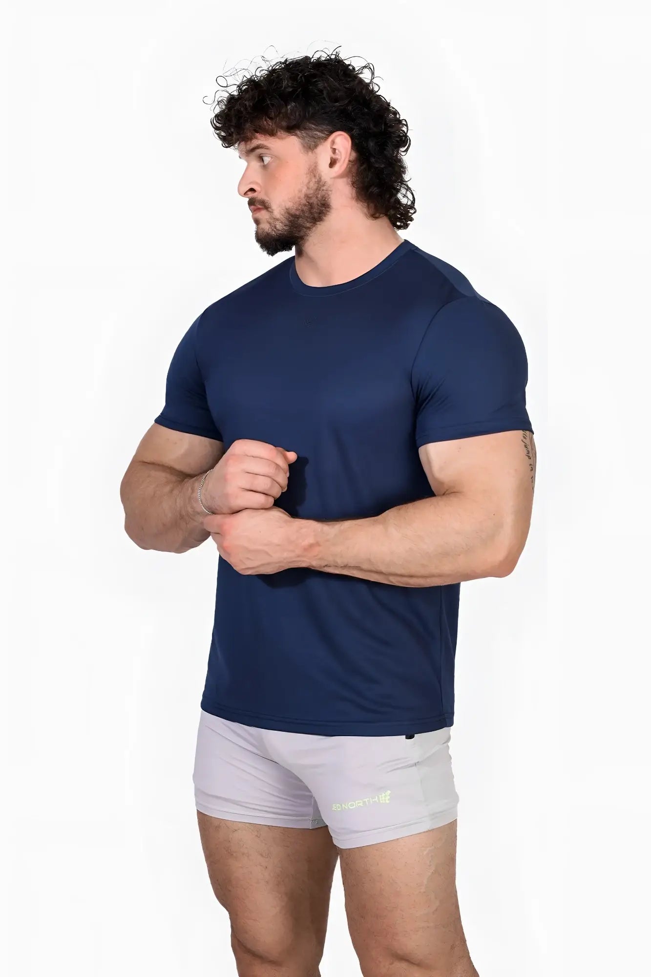 Navy blue jed north tactical fast dry training t shirt with short sleeves designed for athletic performance