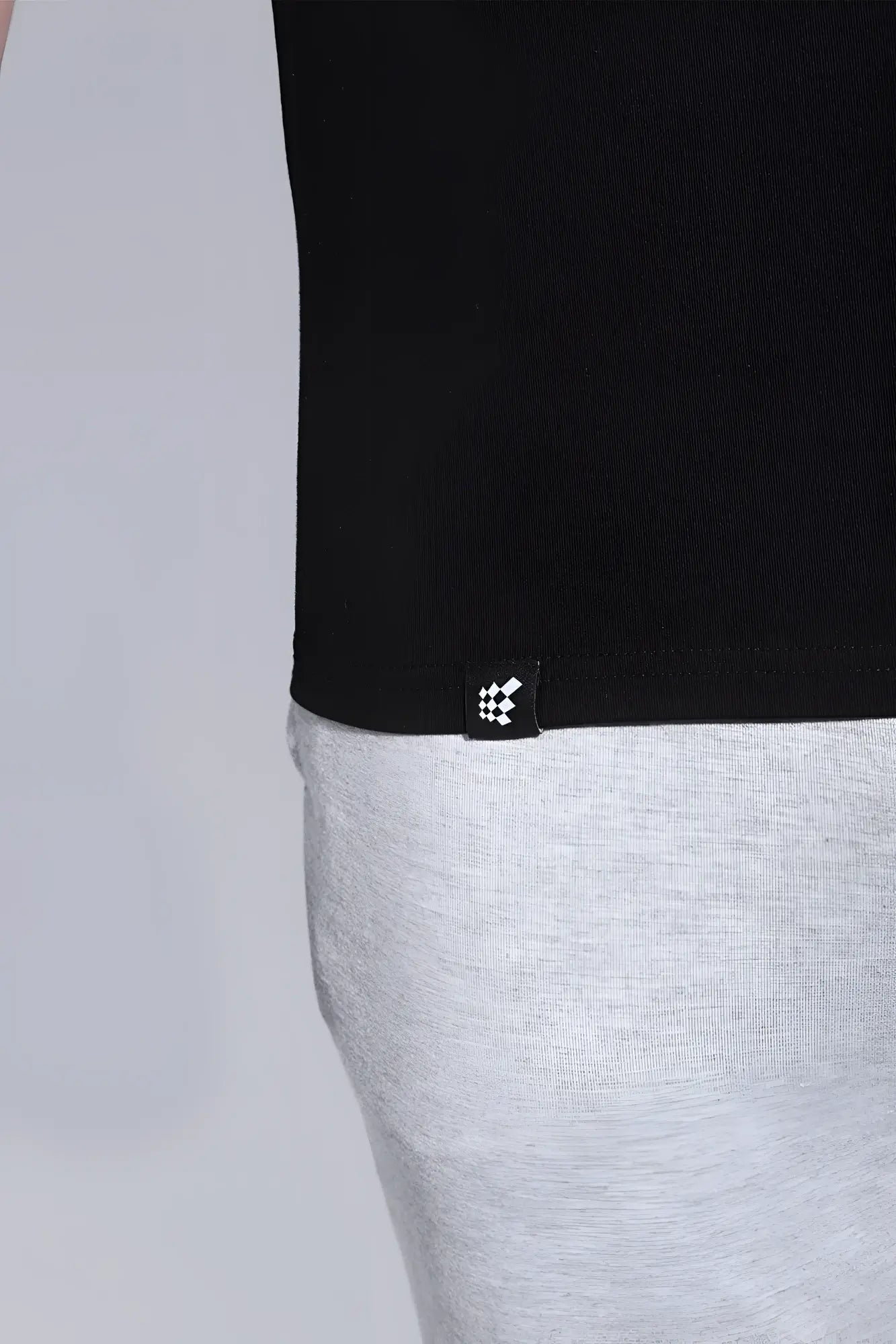 Jed North Titan 2.0 muscle-fit black ribbed cotton t-shirt with a small black and white checkered brand tag at the hem
