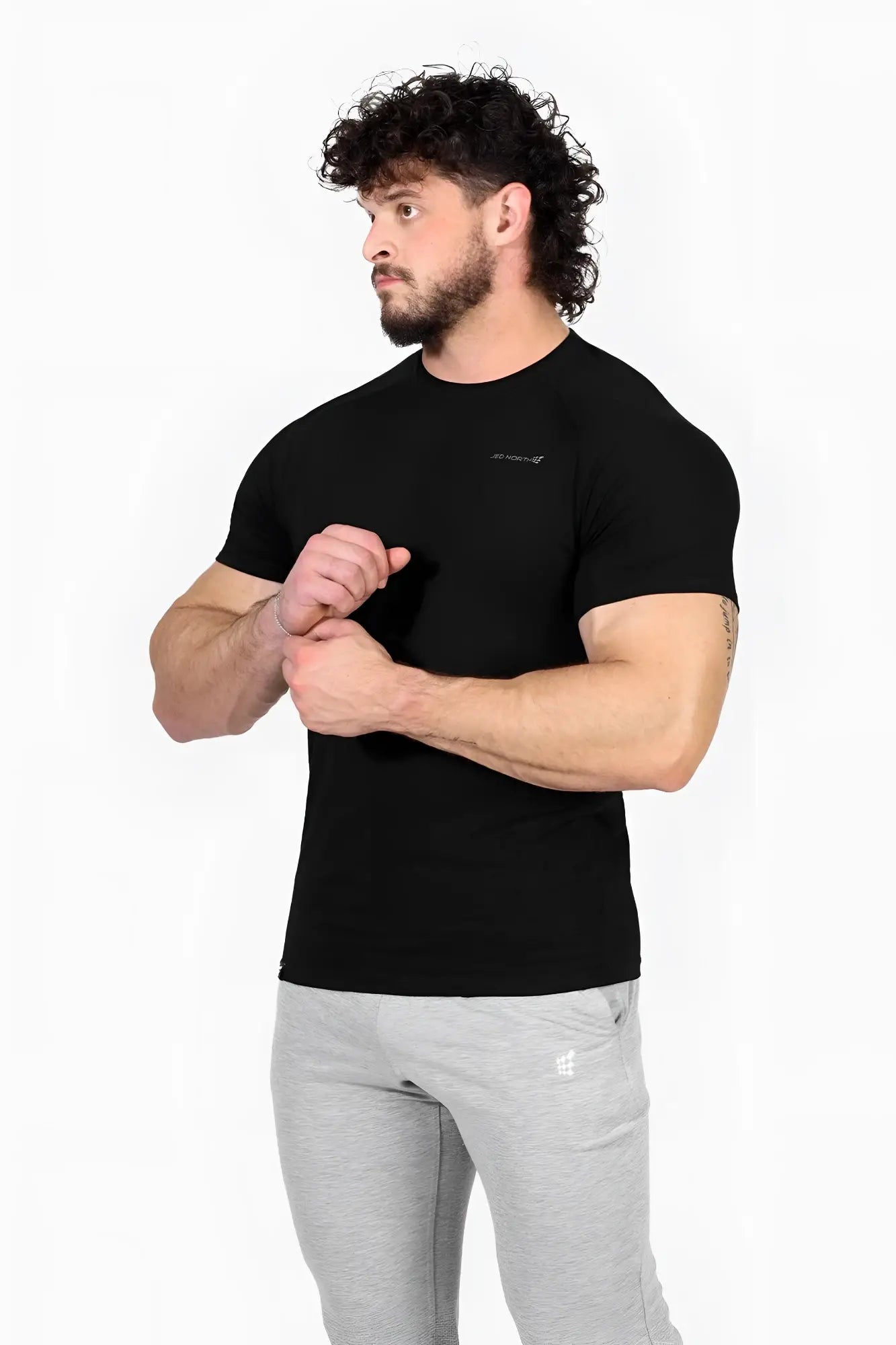 Black Jed North Titan 2.0 muscle-fit t-shirt with short sleeves and subtle chest logo for athletic wear