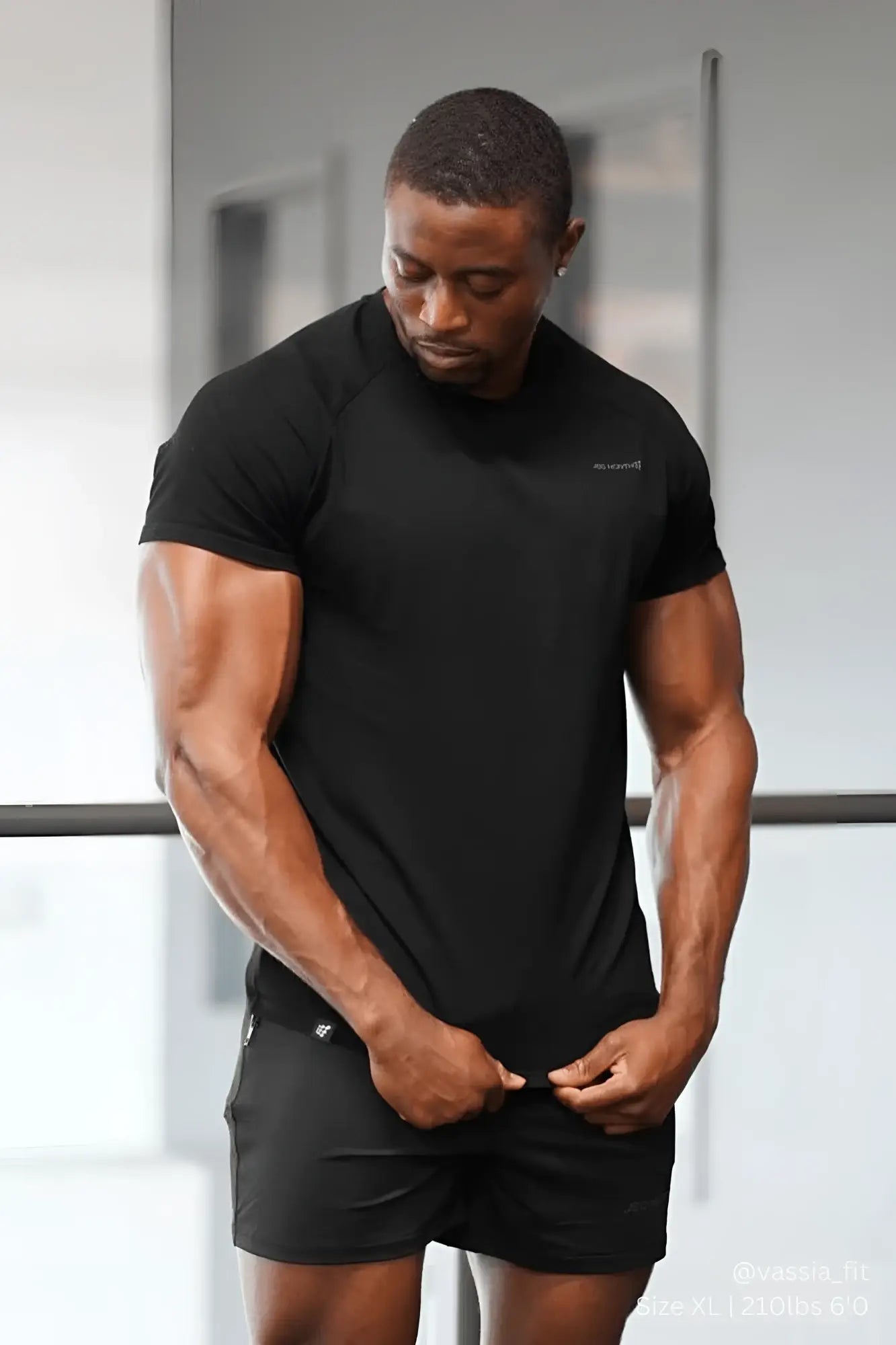 Black jed north titan 2.0 muscle-fit short-sleeved athletic t-shirt with subtle chest logo