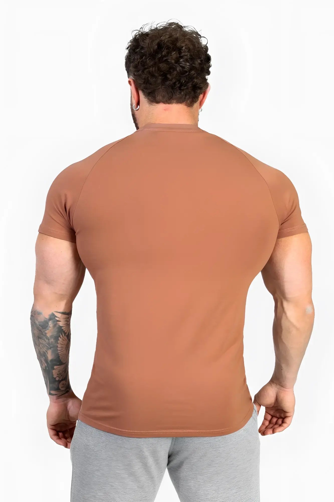 Jed North Titan 2.0 muscle-fit t-shirt copper fitted short-sleeved athletic tee in solid terracotta hue