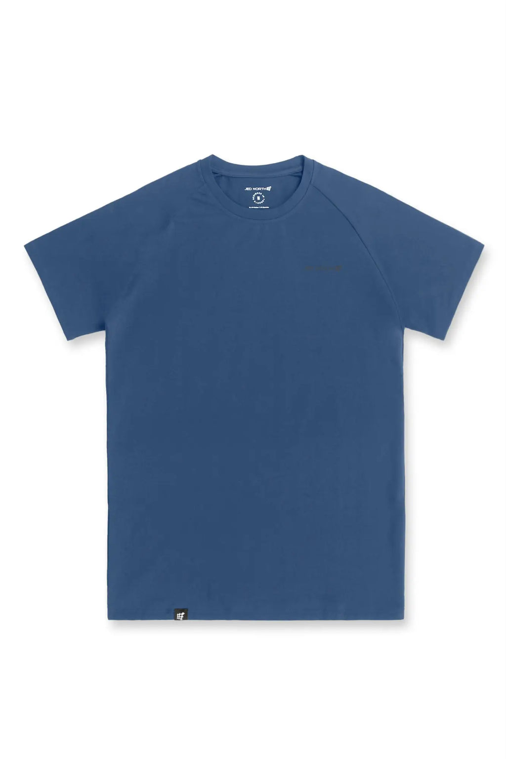 Jed North Titan 2.0 muscle-fit t-shirt in dark teal navy blue with short sleeves ribbed collar and raglan sleeves