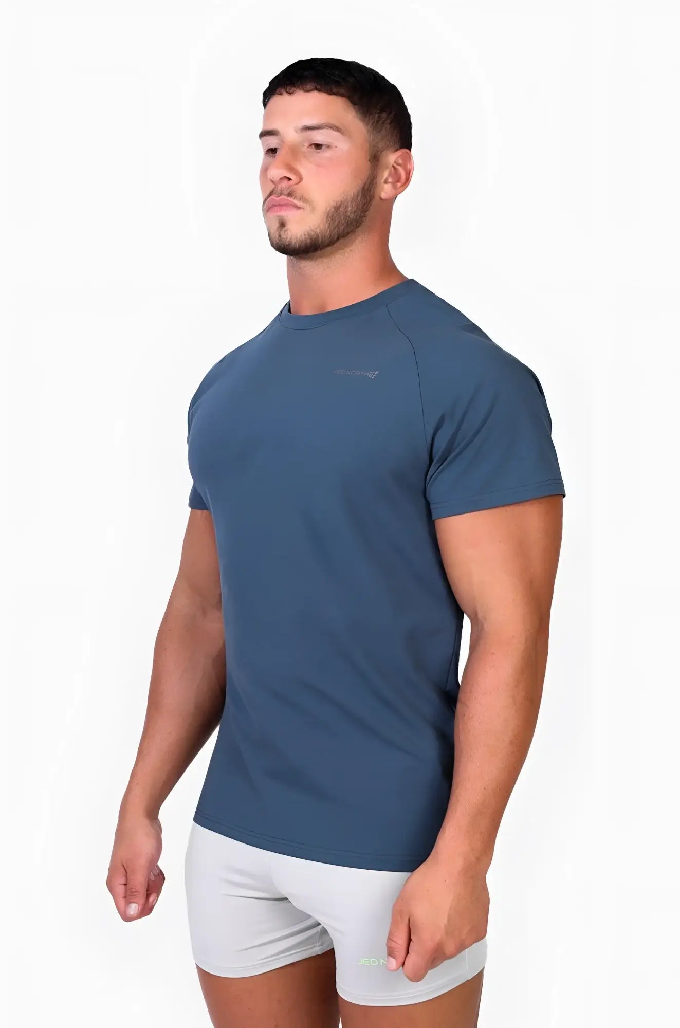 Jed north titan 2.0 muscle-fit dark teal t-shirt with short sleeves and subtle chest logo in sleek design
