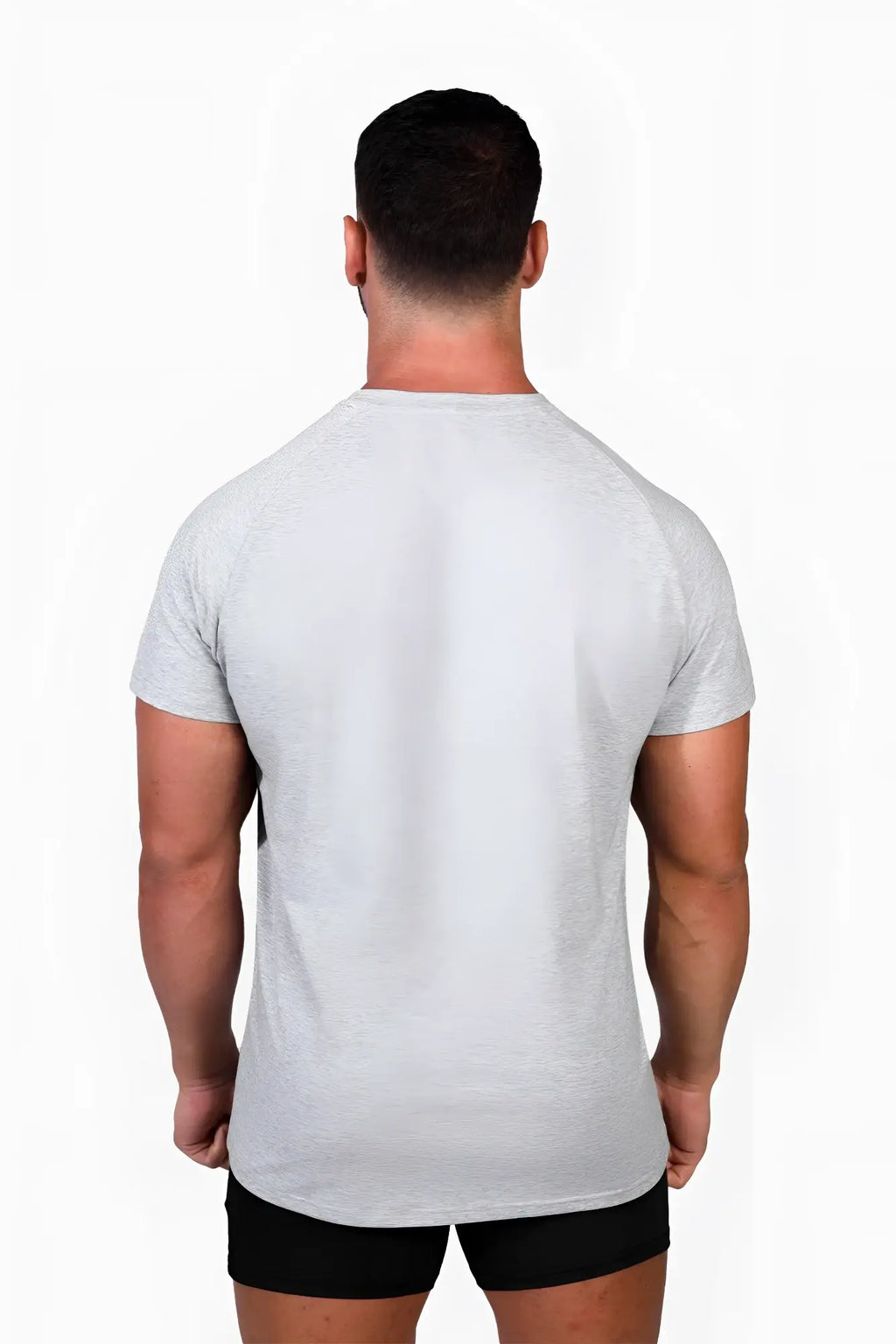 Jed North Titan 2.0 muscle-fit heather gray short-sleeved crew neck t-shirt made from soft breathable fabric