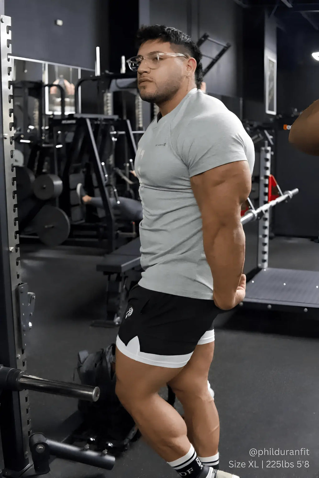 Gray short-sleeved Jed North Titan 2.0 muscle-fit t-shirt with subtle logo on chest in heather gray fabric