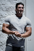 Jed North Titan 2.0 muscle-fit t-shirt heather gray with short sleeves and subtle chest logo for athletic wear