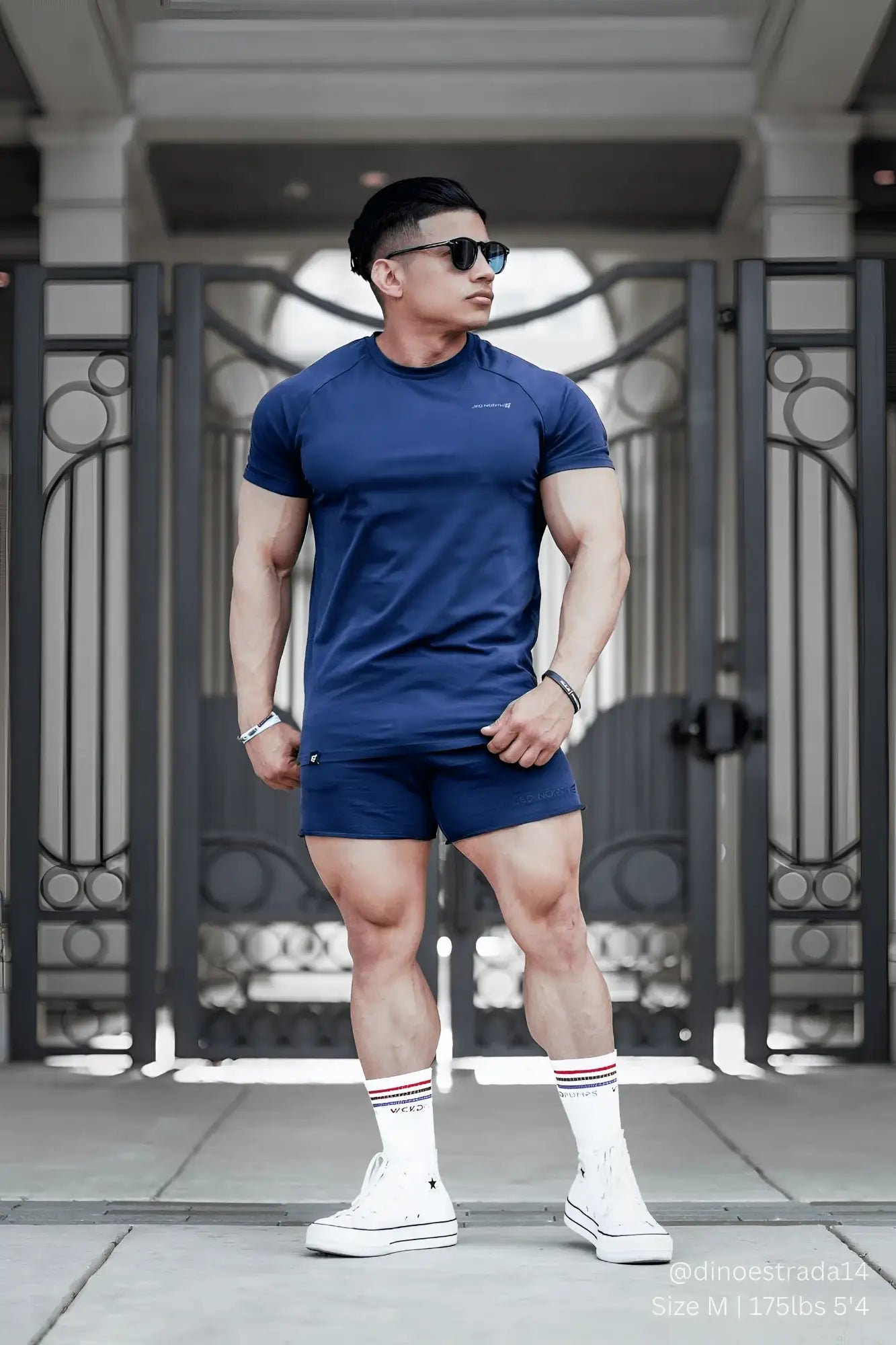 Navy jed north titan 2.0 muscle-fit athletic t-shirt with a small logo on the chest for performance training