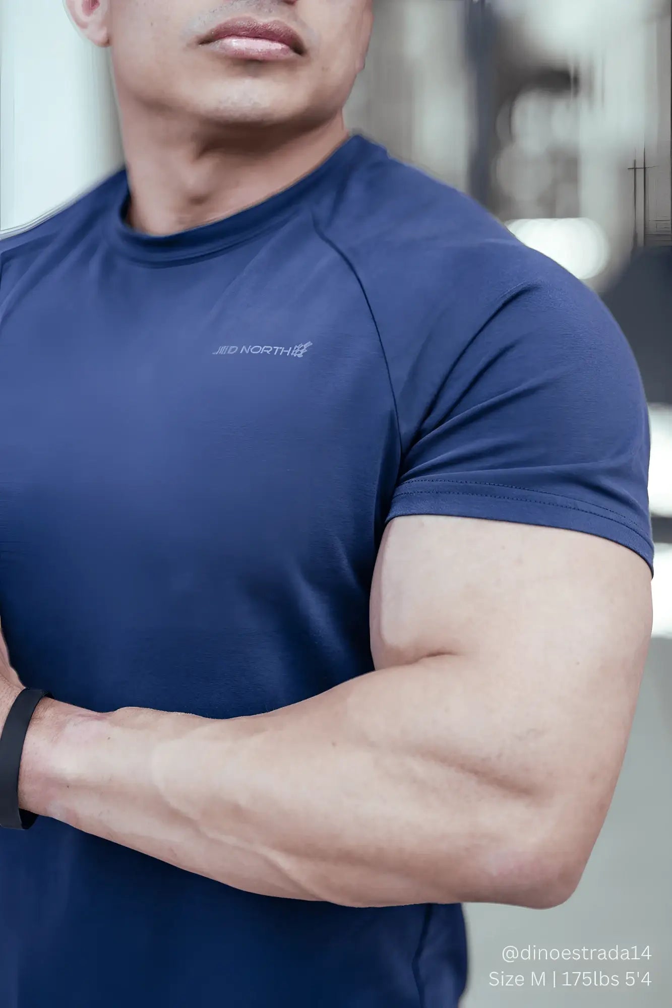 Navy blue Jed North Titan 2.0 muscle-fit short-sleeved athletic t-shirt with subtle embroidered logo on chest