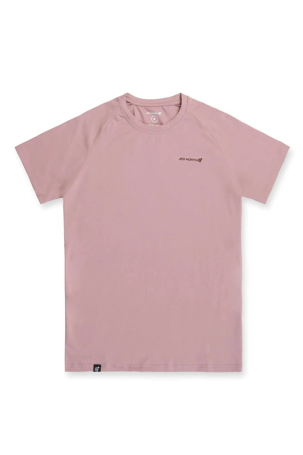 Jed North Titan 2.0 muscle-fit soft pink short-sleeved t-shirt with subtle black logo and bottom hem tag
