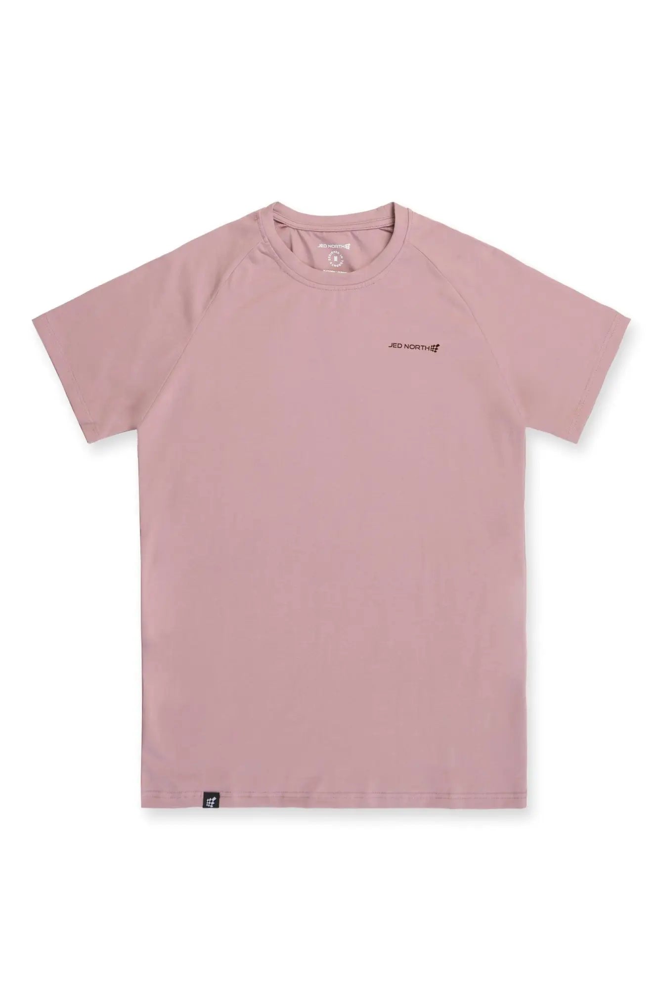 Jed North Titan 2.0 muscle-fit soft pink short-sleeved t-shirt with subtle black logo and bottom hem tag