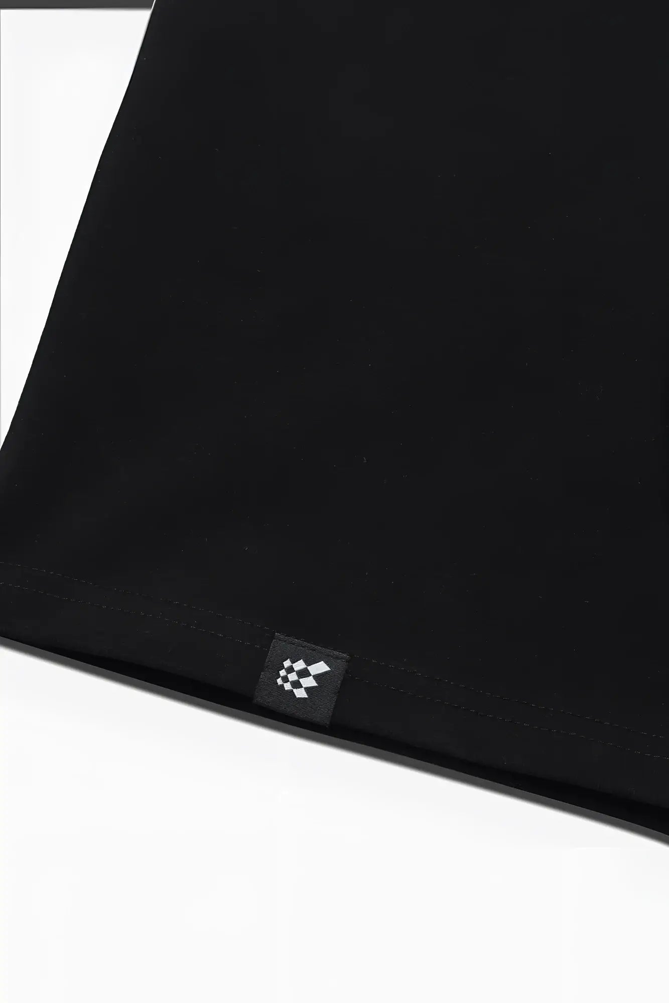 Black cotton jed north v neck muscle-fit t-shirt with small black and white checkered logo tag at bottom hem