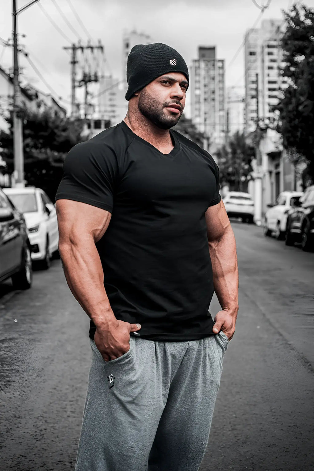 Black jed north v neck muscle fit t shirt with short sleeves ideal for casual and athletic wear