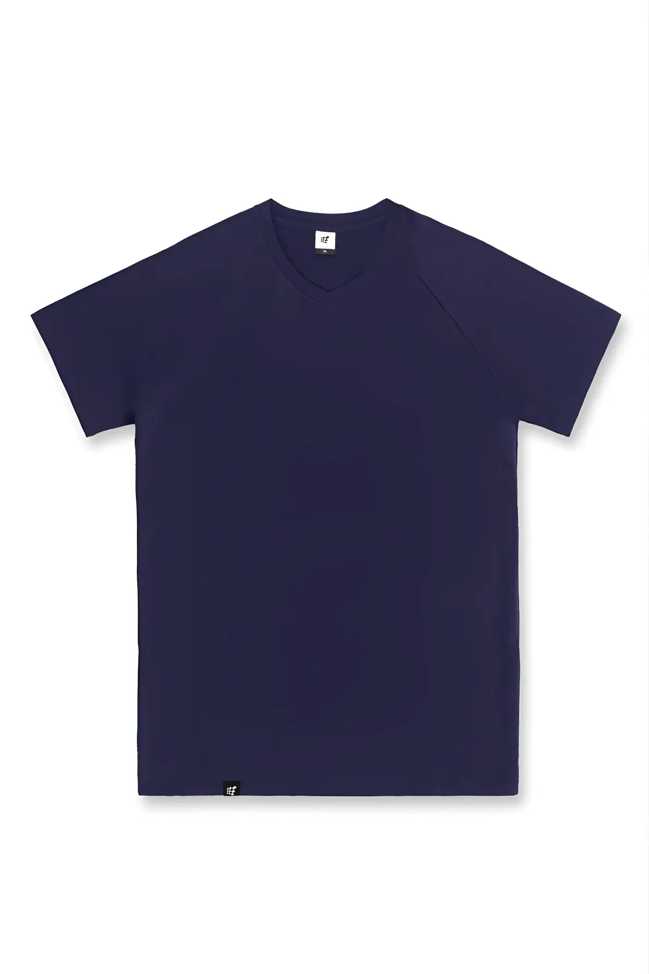 Navy v neck muscle-fit t-shirt with short sleeves and subtle raglan design in soft breathable fabric