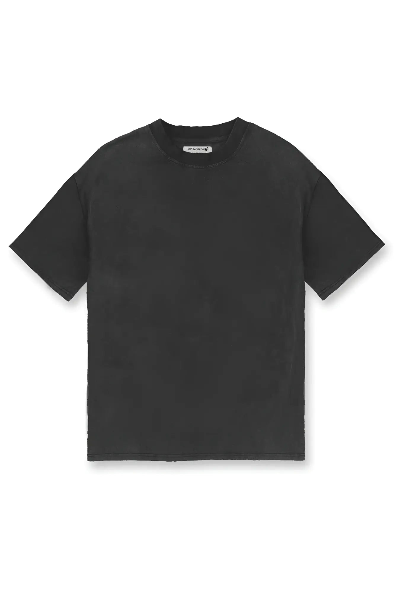 Black oversized crew-neck t-shirt by Jed North with vintage faded textured fabric finish tigerus invictus 2.0 design