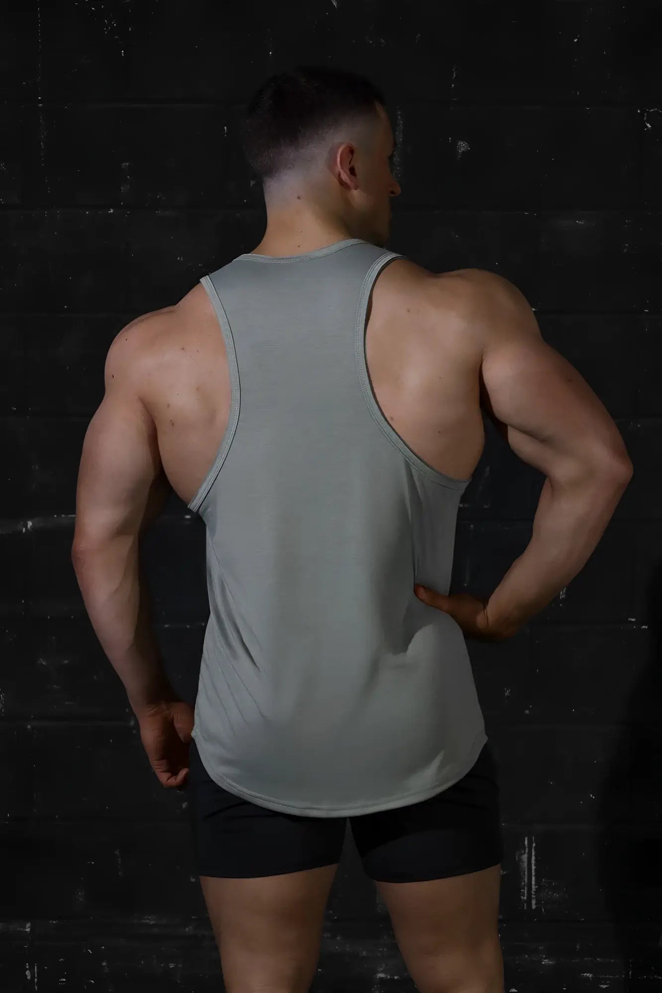 Jed North Vital Raw-Hem Tank Top 2.0 gray sleeveless athletic top with smooth light gray fabric finish