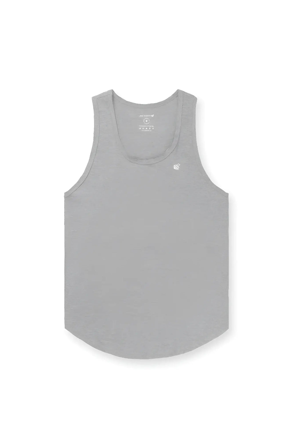 Gray Jed North Vital Raw-Hem Tank Top 2.0 sleeveless with subtle heathered texture and embroidered left chest logo