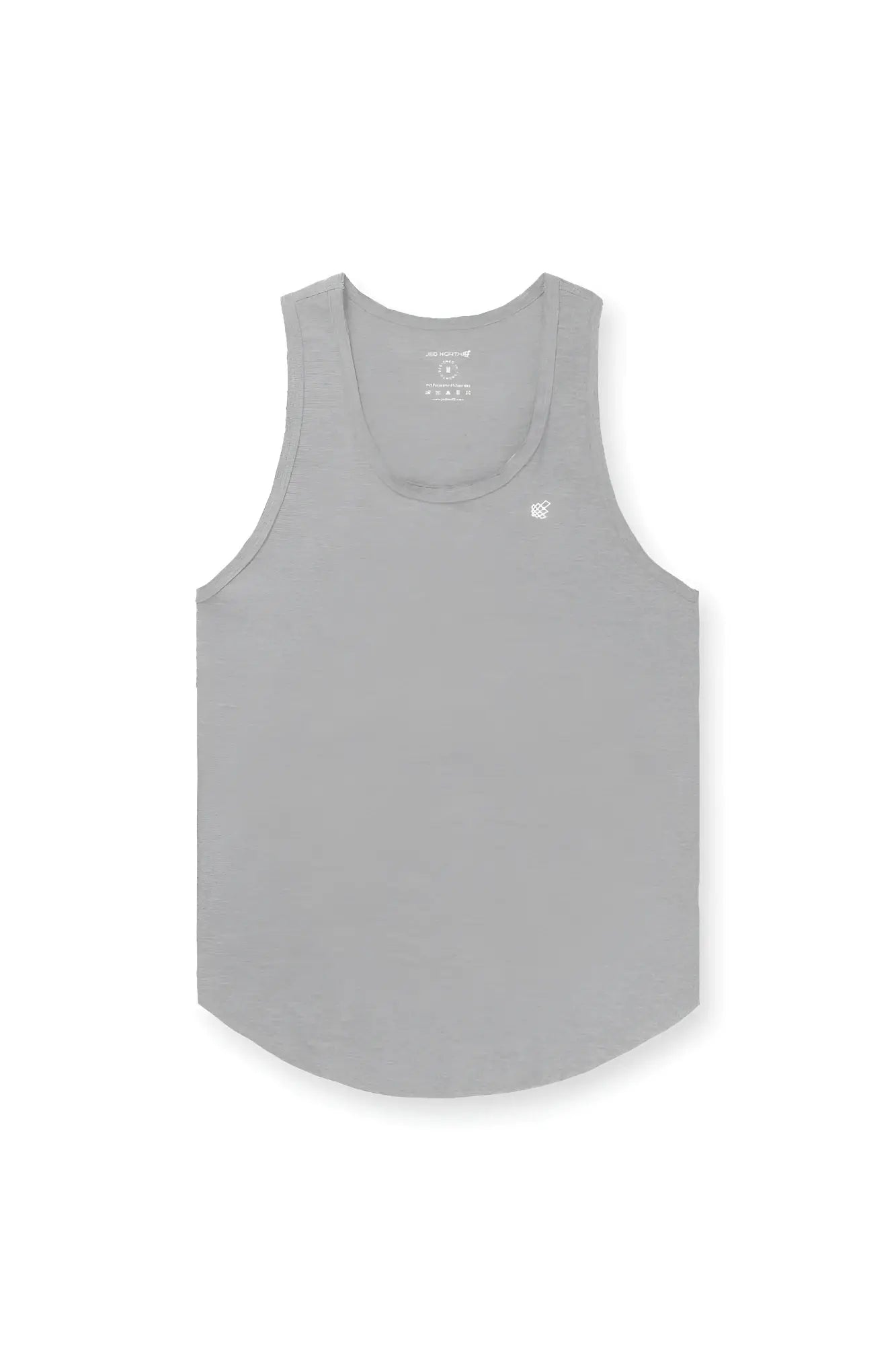 Gray Jed North Vital Raw-Hem Tank Top 2.0 sleeveless with subtle heathered texture and embroidered left chest logo