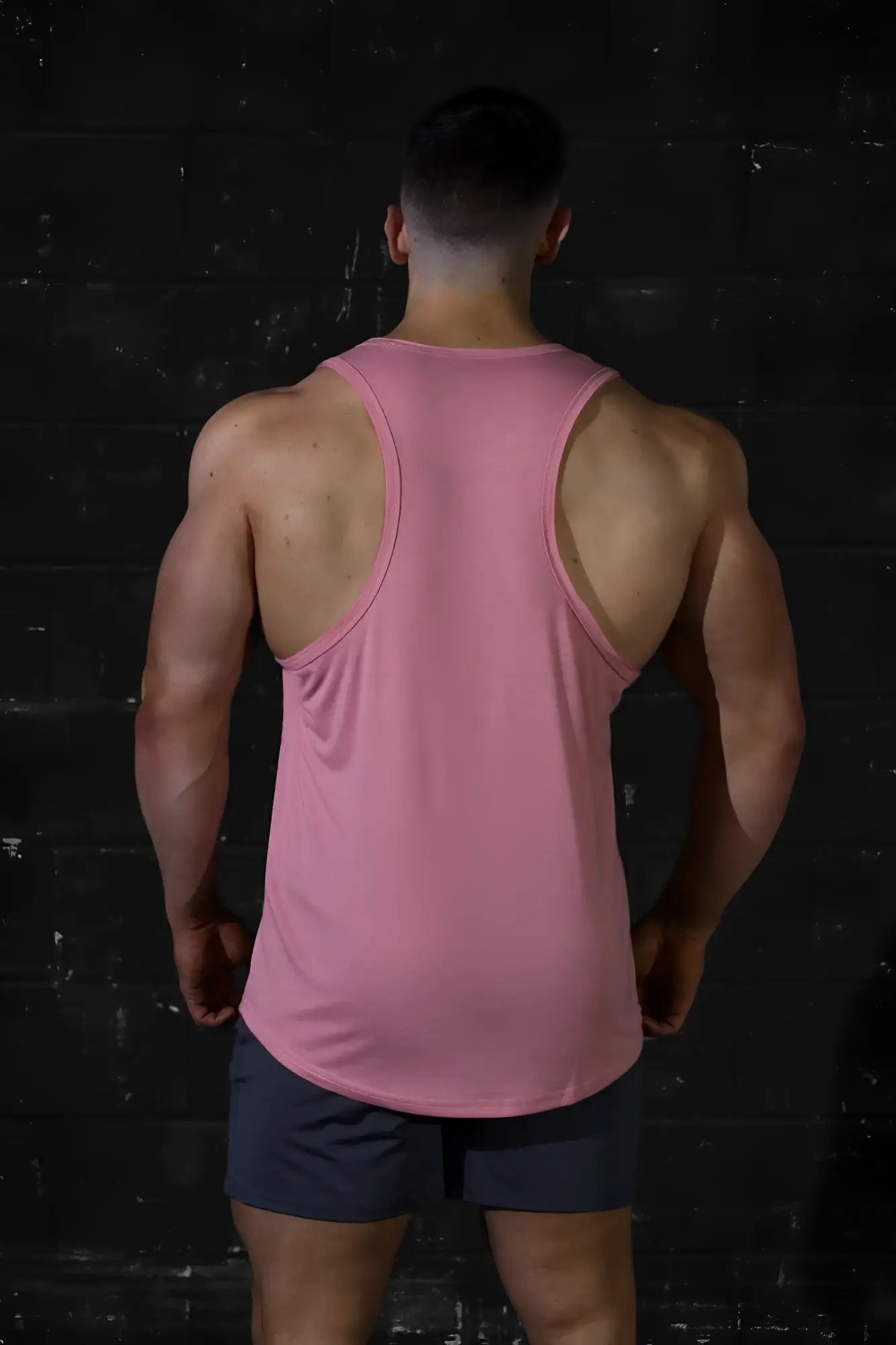 Jed North vital raw-hem tank top 2.0 salmon pink sleeveless athletic shirt with rounded neckline and ribbed straps