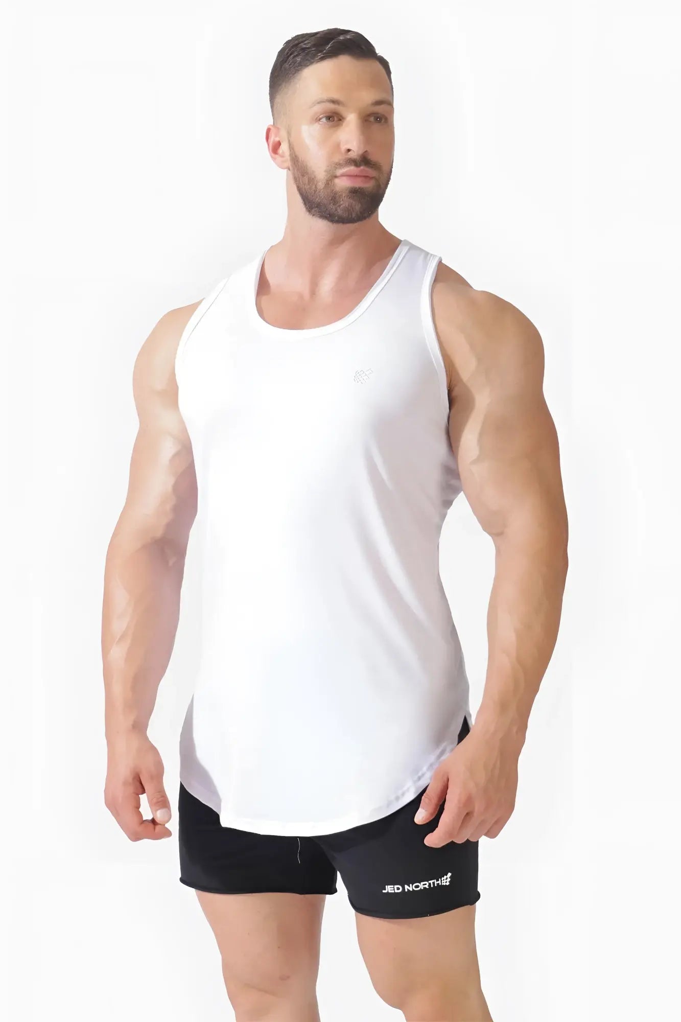 White sleeveless vital raw-hem tank top 2.0 with a clean design ideal for athletic and casual wear