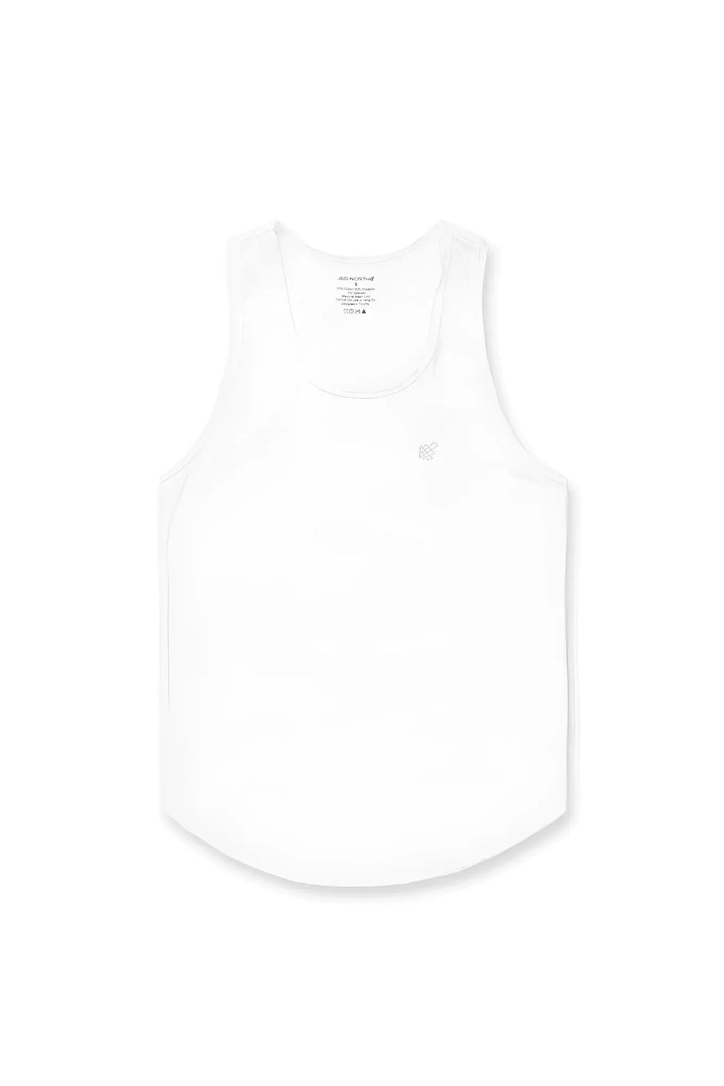 White sleeveless tank top vital raw-hem tank top 2.0 with subtle logo on chest for casual wear