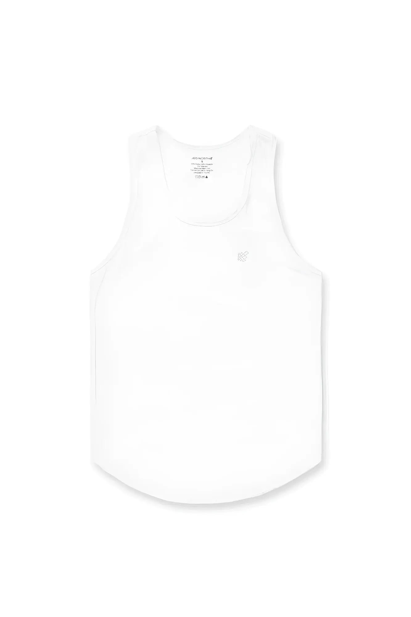 White sleeveless tank top vital raw-hem tank top 2.0 with subtle logo on chest for casual wear