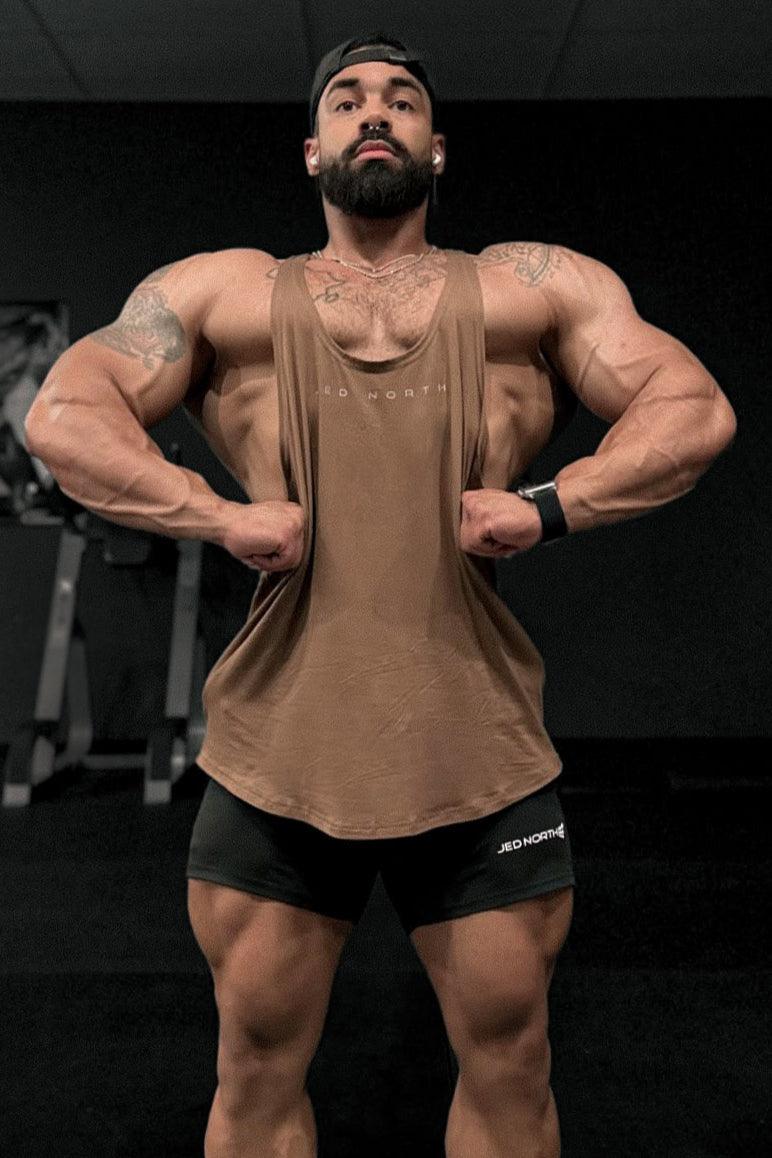 Jed North Klassischer Bodybuilding-Racerback-Stringer – Walnussbraun