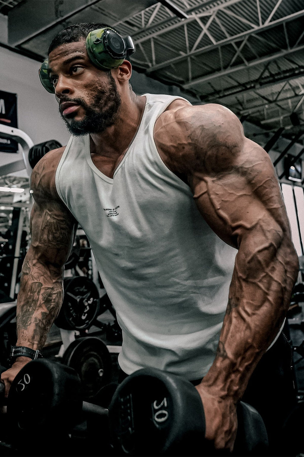 Camiseta sin mangas acanalada con cuello halter de Jed North - Blanca