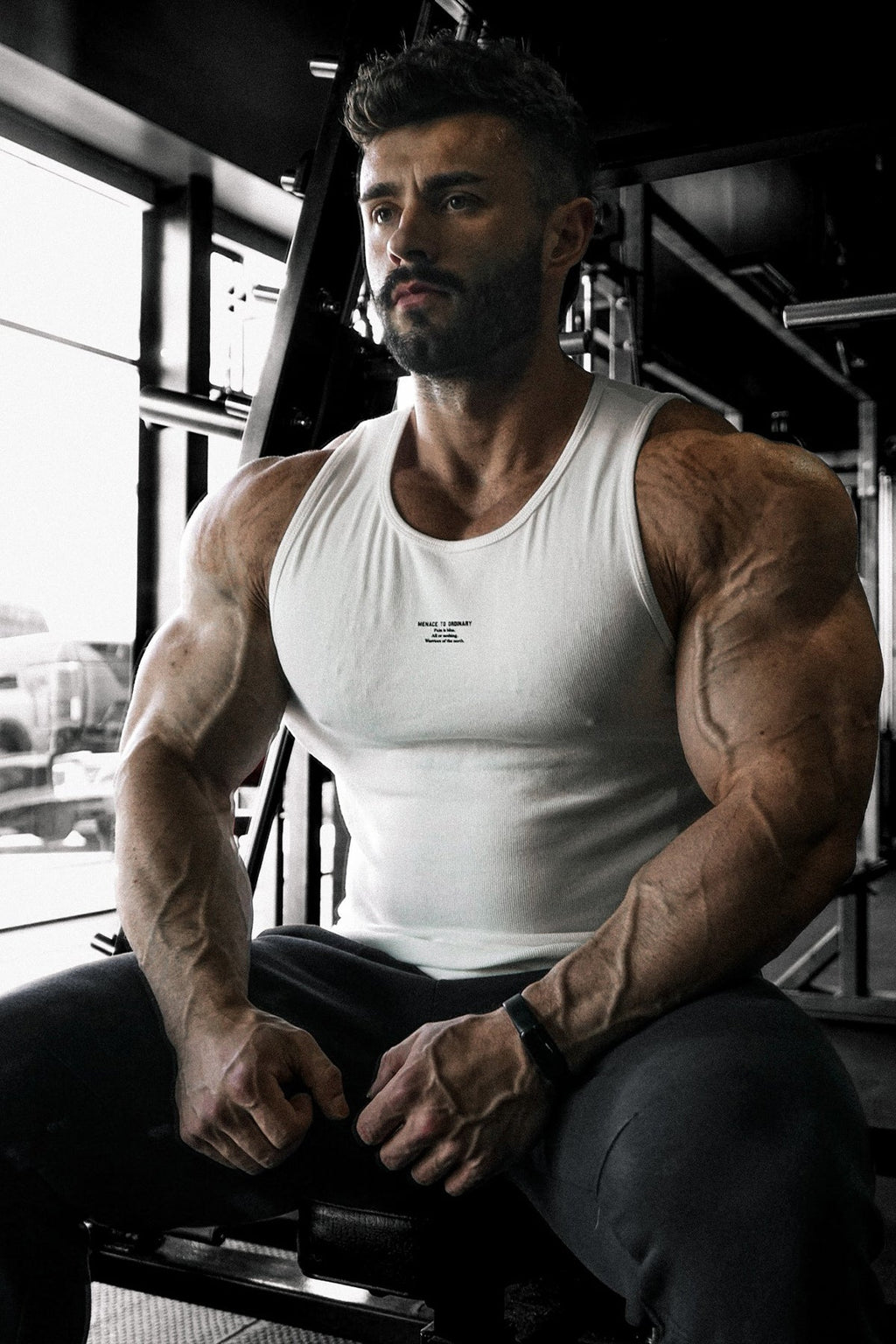 Camiseta sin mangas acanalada con cuello halter de Jed North - Blanca