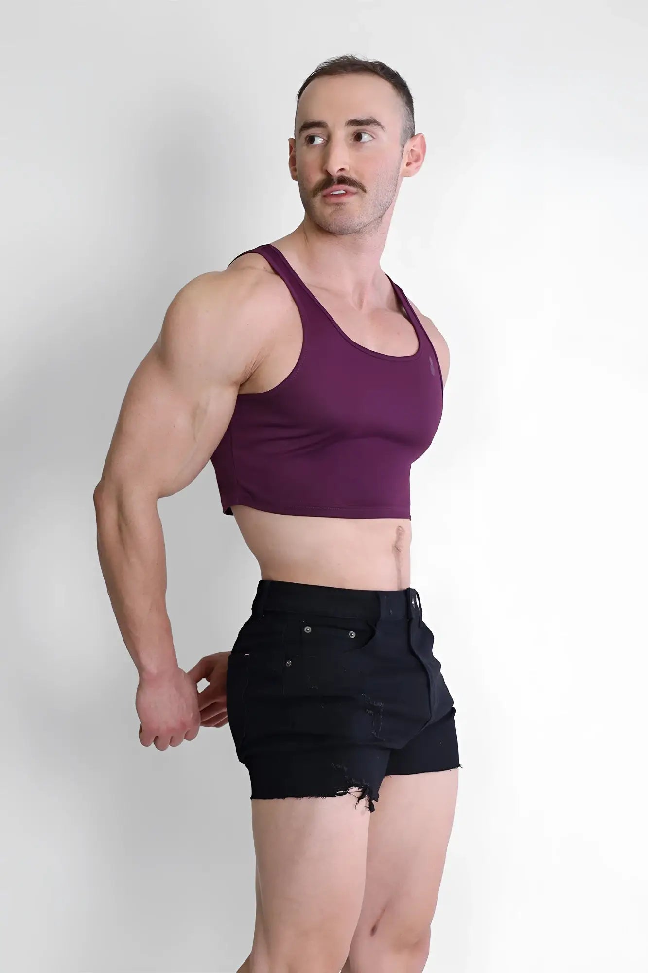 Jj dry-cool crop tank top purple fitted deep purple racerback design moisture-wicking fabric for activewear