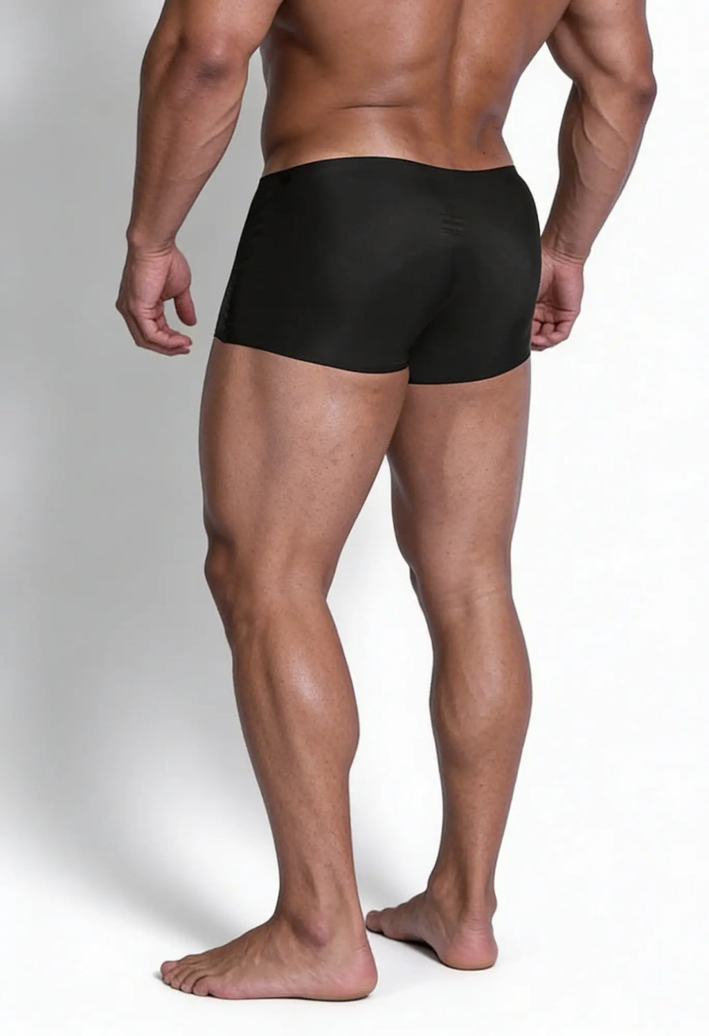 Come-over silky seamless boxer briefs in midnight black featuring smooth stretch fabric and a form-fitting design