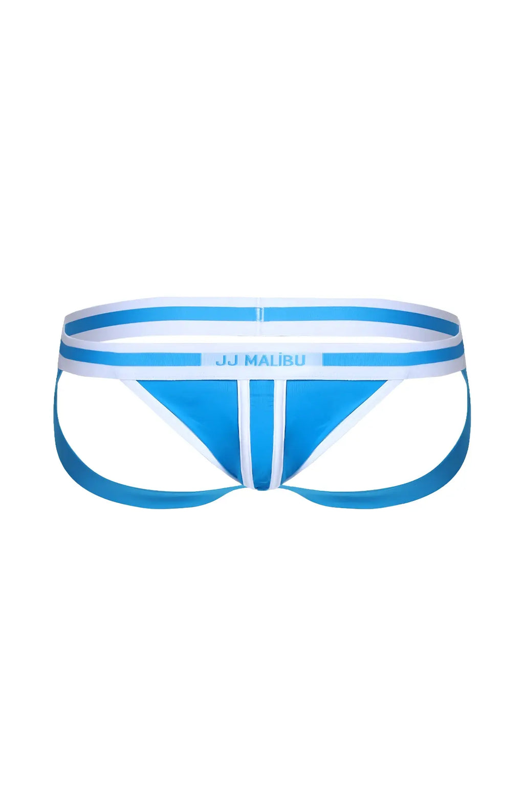 Blue and white striped jj malibu briefs with a supportive contoured design from on-display jockstrap collection