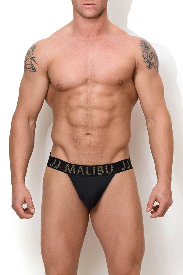 Ropa interior clásica con tirantes y cintura holográfica JJ Malibu, color negro, JJBTM094, talla M