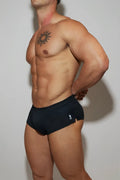 Black stretch-it 2 inch quick-dry short shorts featuring a small white pineapple logo on the side for active wear