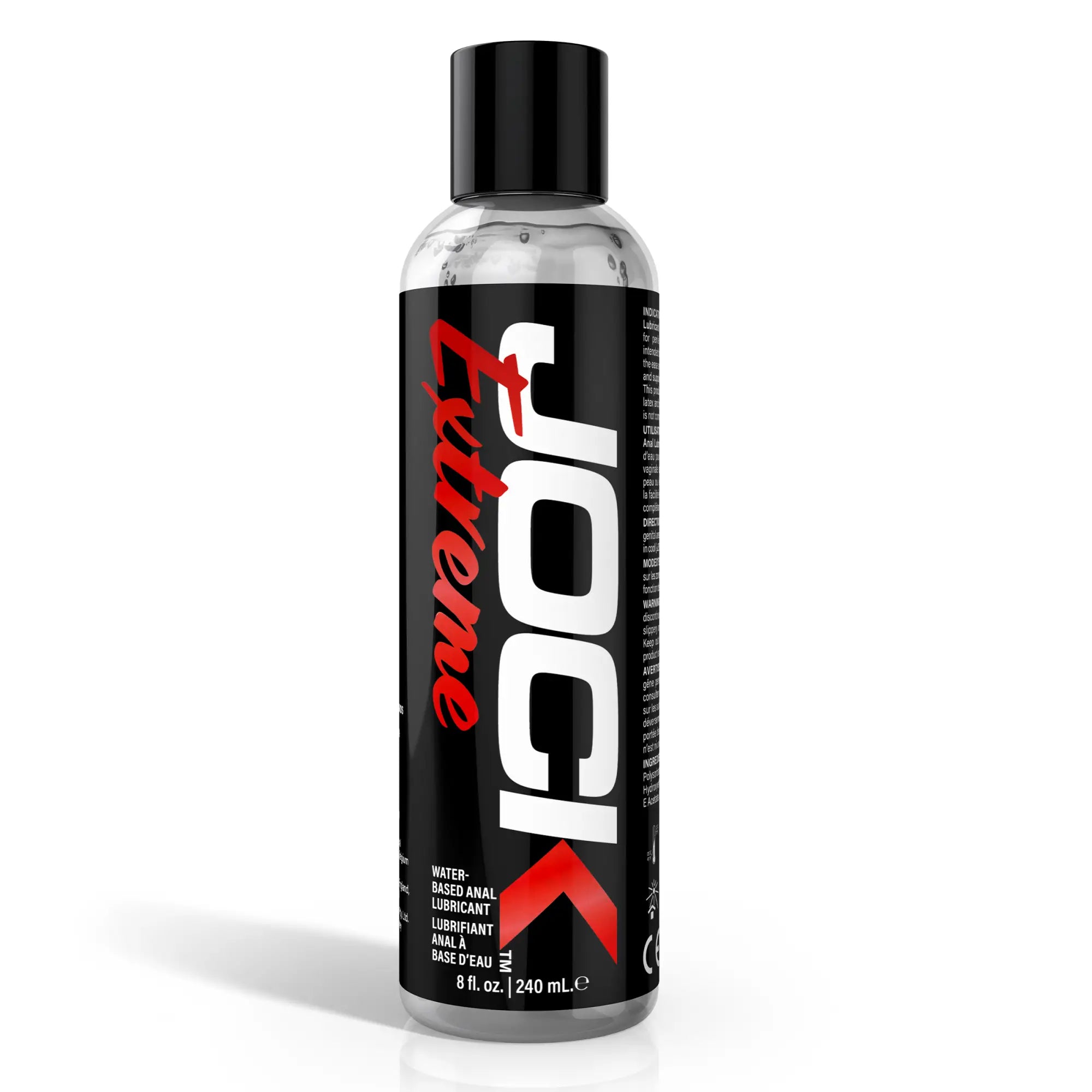 Jock Extreme 8oz anal lubricant bottle with a black label, bold white "JOCK" branding, and red "Extreme" text.