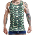 Jocko JKM004 tank top in green and beige camouflage pattern made from breathable athletic fabric