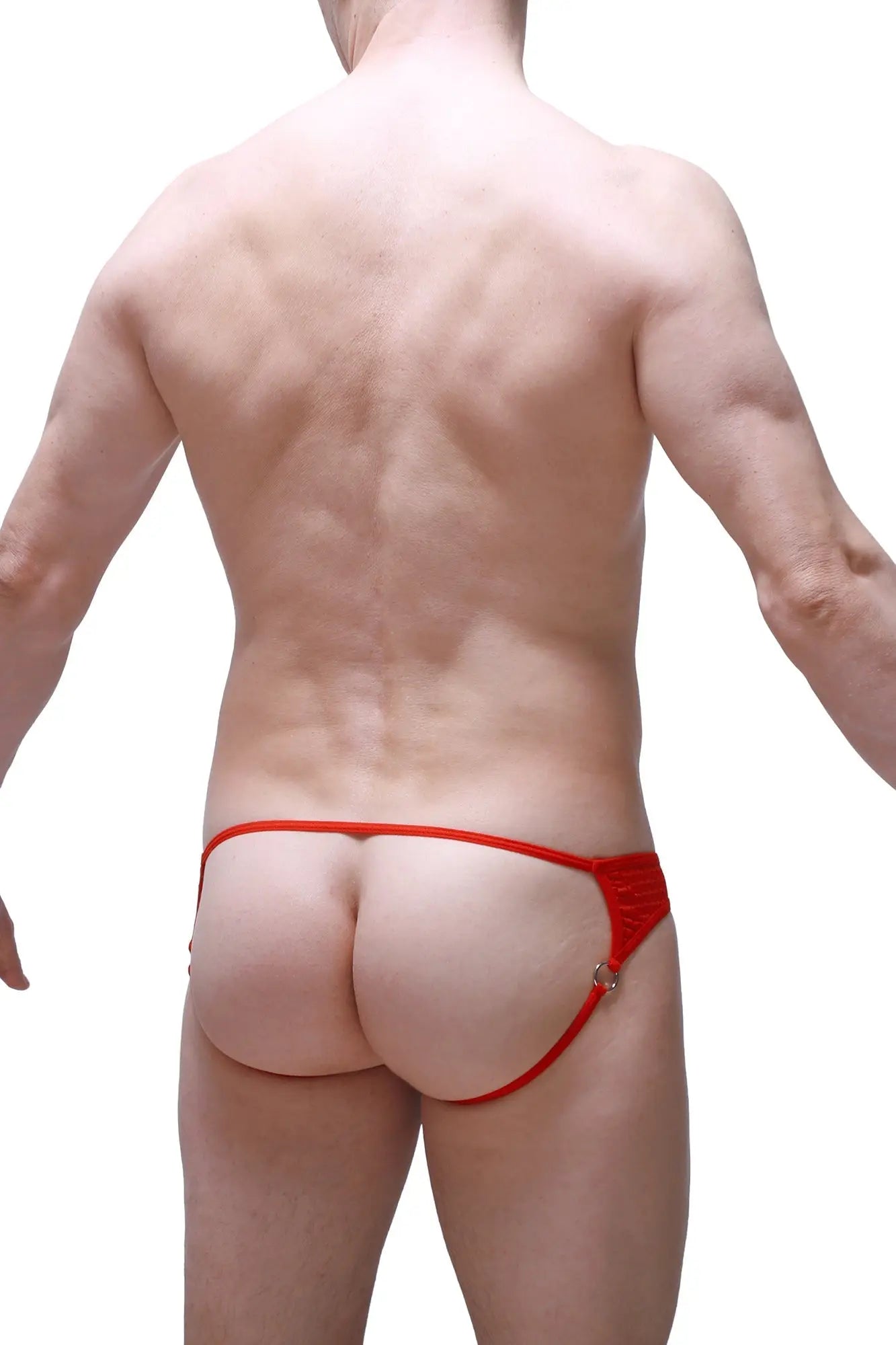Red lace thong jockstrap anglas bee red with a metallic clasp and intricate lace detailing