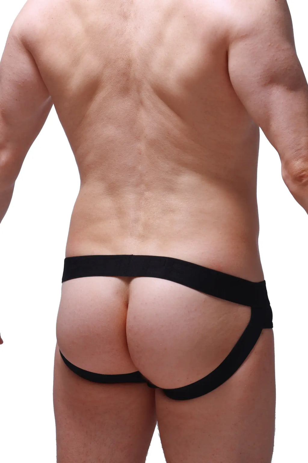 Black athletic jockstrap brasc briefs with snug supportive fit and wide waistband designed for active wear