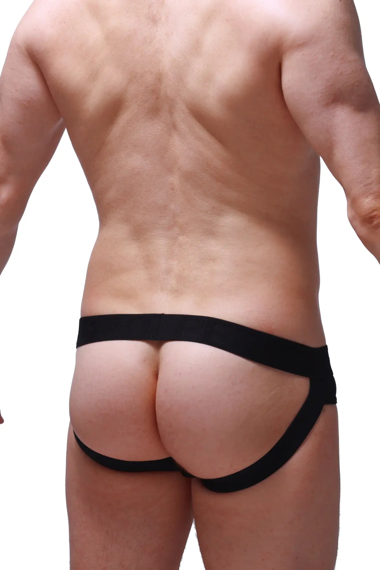 Black athletic jockstrap brasc briefs with snug supportive fit and wide waistband designed for active wear