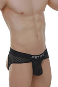 Black mesh jockstrap cairanne durtol with white petitq logo on waistband for breathable comfort and support