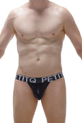 Black petitq jockstrap luscan lace briefs with a sleek form-fitting design and contrasting white logo band
