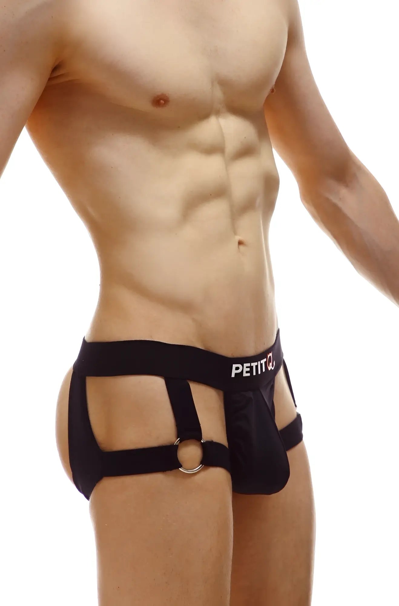 Black petitq jockstrap mijoux noir briefs with central ring and side straps in a sleek design