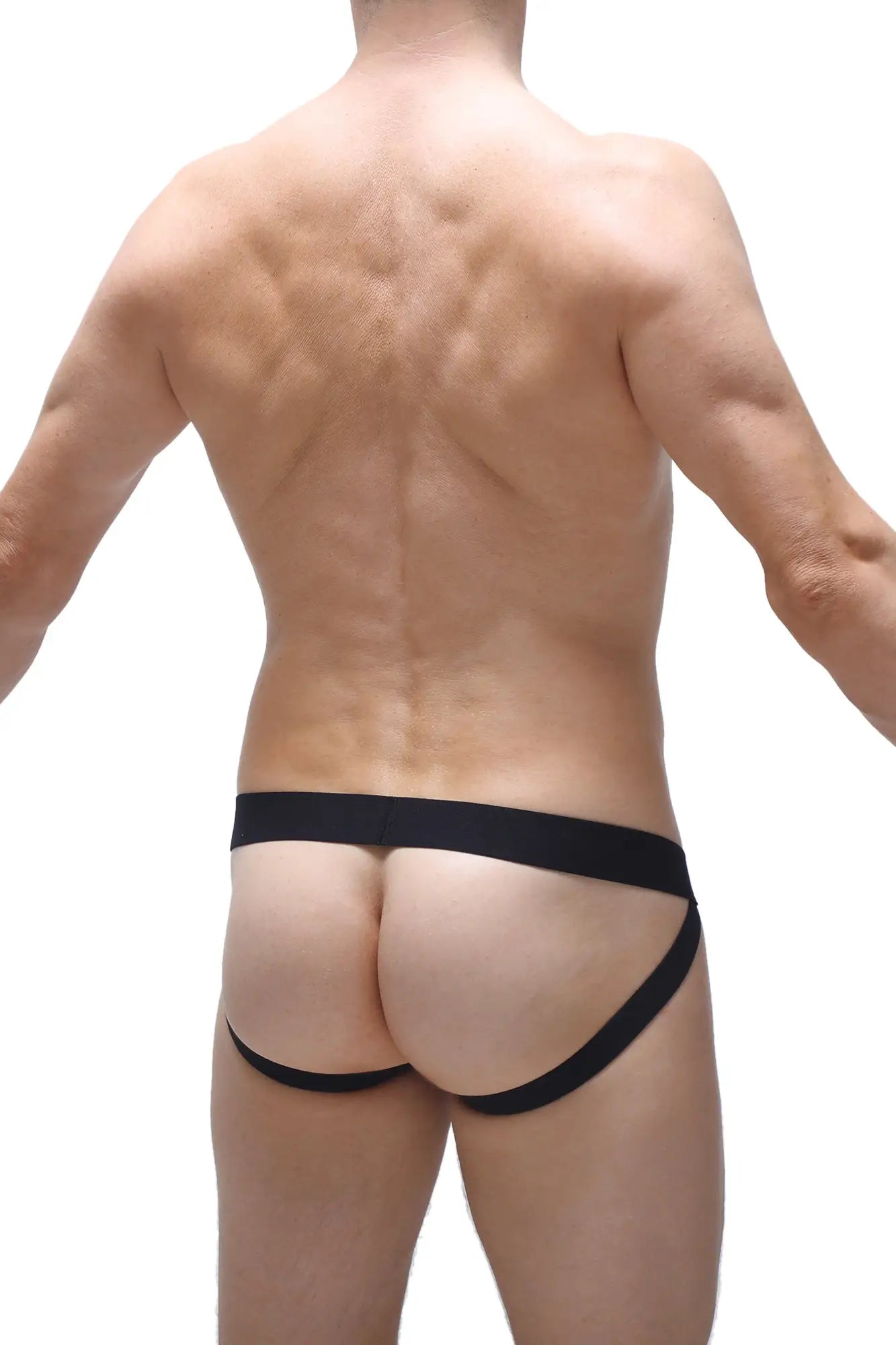 Black jockstrap monviel net camo briefs with a snug supportive fit and smooth fabric for athletic use