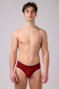 Red briefs with white trim and black waistband from as me jockstrap showing front view
