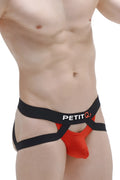 Red and black petit q men’s briefs jockstring brest red with bold contrasting design for comfortable wear