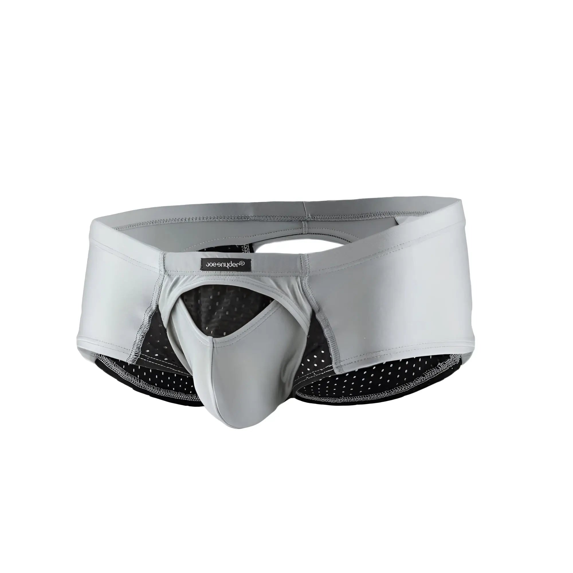 Gray joe snyder cheek sexiest men’s briefs with black mesh interior and branded waistband label