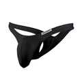 Black joe snyder maxi bulge thong in black made of smooth stretchy fabric with a sleek minimalist design